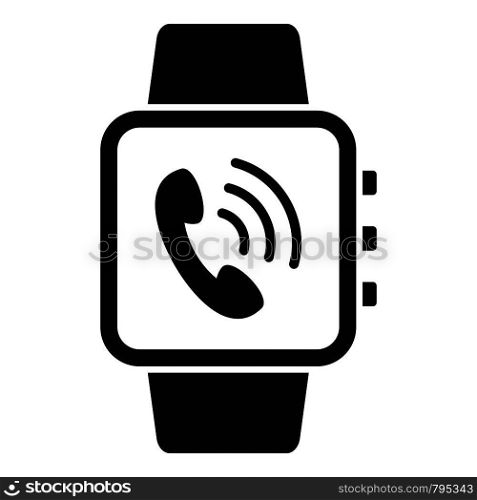 Receive calling on smartwatch icon. Simple illustration of receive calling on smartwatch vector icon for web design isolated on white background. Receive calling on smartwatch icon, simple style