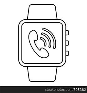 Receive calling smartwatch icon. Outline receive calling smartwatch vector icon for web design isolated on white background. Receive calling smartwatch icon, outline style