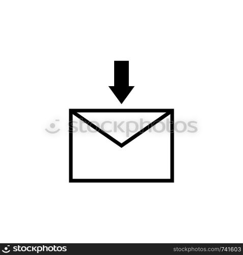 Receive letter icon. Black arrow. Business concept. Vector illustration for design, web, infographic.