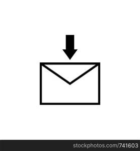 Receive letter icon. Black arrow. Business concept. Vector illustration for design, web, infographic.