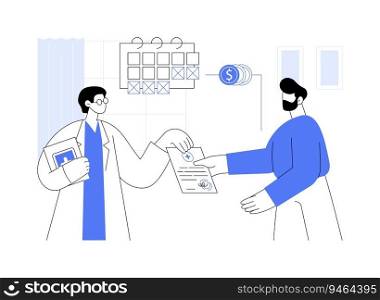 Receive paid sick leave abstract concept vector illustration. Citizen getting paid sick leave document from doctor, social security, financial aid for unhealthy people abstract metaphor.. Receive paid sick leave abstract concept vector illustration.