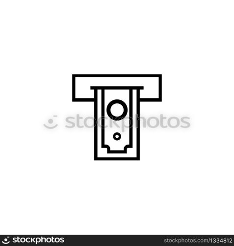 Receiving money from an ATM icon isolated on white background. Vector EPS 10
