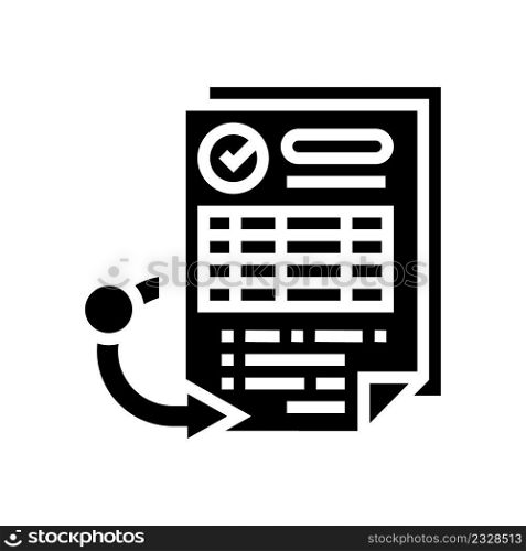 receiving report glyph icon vector. receiving report sign. isolated contour symbol black illustration. receiving report glyph icon vector illustration