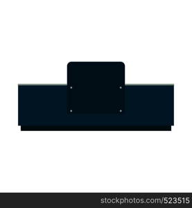 Reception desk front view vector icon. Hotel symbol office company lobby service furniture. Business interior equipment