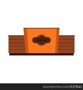 Reception desk front view vector icon. Hotel symbol office company lobby service furniture. Business interior equipment