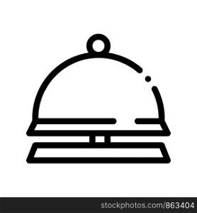 Reception Equipment Bell Vector Thin Line Icon. Table-bell Reception Device Hotel Performance Of Service Equipment Linear Pictogram. Business Hostel Items Monochrome Contour Illustration. Reception Equipment Bell Vector Thin Line Icon