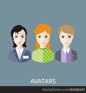 Reception manager avatars. Personal assistant concept set with time management and secretary work flat icons. Reception desk, receptionist, office reception, hotel reception, wedding reception