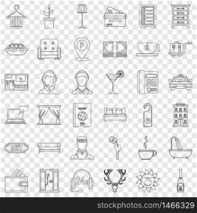 Receptionist icons set. Outline style of 36 receptionist vector icons for web for any design. Receptionist icons set, outline style