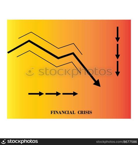 recession and financial crisis icon logo vector design