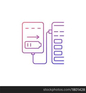 Recharge from computer USB port gradient linear vector manual label icon. Thin line color symbol. Modern style pictogram. Vector isolated outline drawing for product use instructions. Recharge from computer USB port gradient linear vector manual label icon