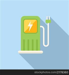 Recharge station icon flat vector. Eco factory. Warm effect. Recharge station icon flat vector. Eco factory