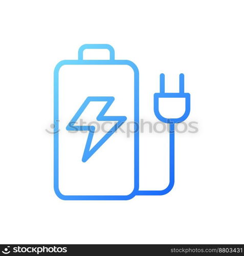 Rechargeable battery pixel perfect gradient linear vector icon. Energy accumulator. Portable power storage. Thin line color symbol. Modern style pictogram. Vector isolated outline drawing. Rechargeable battery pixel perfect gradient linear vector icon