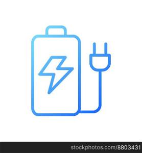 Rechargeable battery pixel perfect gradient linear vector icon. Energy accumulator. Portable power storage. Thin line color symbol. Modern style pictogram. Vector isolated outline drawing. Rechargeable battery pixel perfect gradient linear vector icon