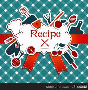 Recipe illustration. Kitchen background.