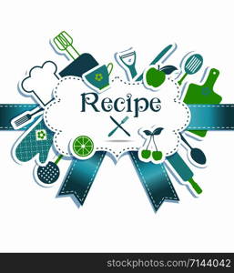 Recipe illustration. Kitchen background. Frame for recires.