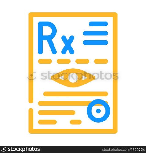 recipe ophthalmology color icon vector. recipe ophthalmology sign. isolated symbol illustration. recipe ophthalmology color icon vector illustration