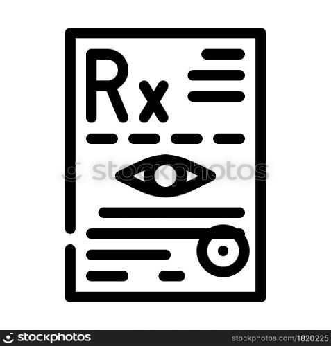 recipe ophthalmology line icon vector. recipe ophthalmology sign. isolated contour symbol black illustration. recipe ophthalmology line icon vector illustration