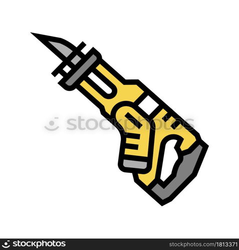 reciprocating saw tool color icon vector. reciprocating saw tool sign. isolated symbol illustration. reciprocating saw tool color icon vector illustration