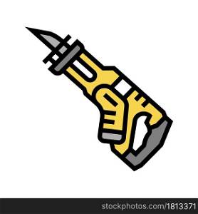 reciprocating saw tool color icon vector. reciprocating saw tool sign. isolated symbol illustration. reciprocating saw tool color icon vector illustration