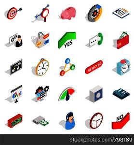 Reciprocity icons set. Isometric set of 25 reciprocity vector icons for web isolated on white background. Reciprocity icons set, isometric style
