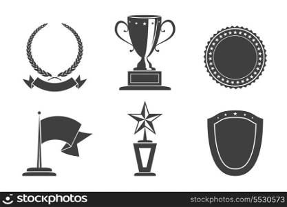 Recognition award prize badges set vector illustration