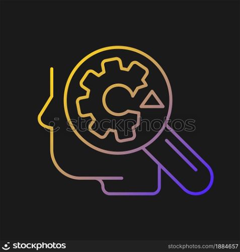 Recognizing weaknesses vector icon for dark theme. Understand, accept weak areas. Transform weaknesses into strengths. Thin line color symbol. Modern style pictogram. Vector isolated outline drawing. Recognizing weaknesses vector icon for dark theme