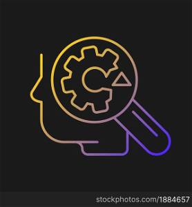 Recognizing weaknesses vector icon for dark theme. Understand, accept weak areas. Transform weaknesses into strengths. Thin line color symbol. Modern style pictogram. Vector isolated outline drawing. Recognizing weaknesses vector icon for dark theme