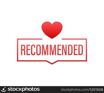 Recommend icon. Red label recommended on red background. Vector stock illustration. Recommend icon. Red label recommended on red background. Vector stock illustration.