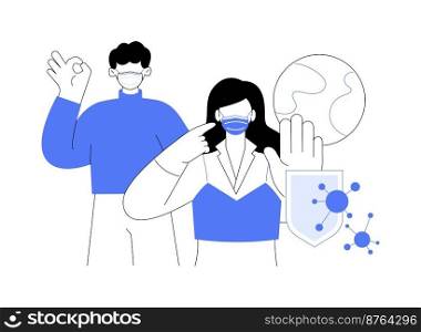 Recommended to wear a mask abstract concept vector illustration. Virus spread prevention measures, social distance, exposure risk, flu symptoms protection, infection fear abstract metaphor.. Recommended to wear a mask abstract concept vector illustration.