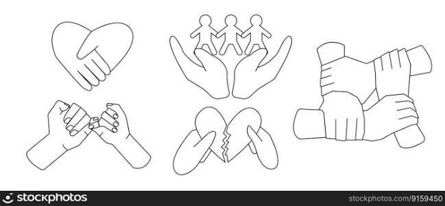 Reconciliation concept. Holding hands and hearts. Reconciliation concept. Line style. Vector. Reconciliation concept. Holding hands and hearts. Reconciliation concept. Line style