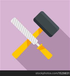 Reconstruction hammer tools icon. Flat illustration of reconstruction hammer tools vector icon for web design. Reconstruction hammer tools icon, flat style