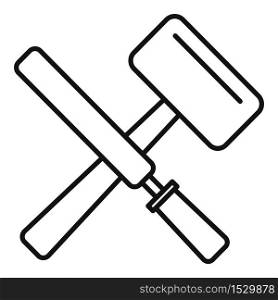 Reconstruction hammer tools icon. Outline reconstruction hammer tools vector icon for web design isolated on white background. Reconstruction hammer tools icon, outline style