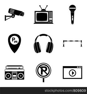 Record icons set. Simple set of 9 record vector icons for web isolated on white background. Record icons set, simple style