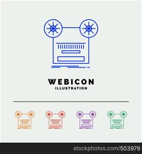 Record, recording, retro, tape, music 5 Color Line Web Icon Template isolated on white. Vector illustration. Vector EPS10 Abstract Template background