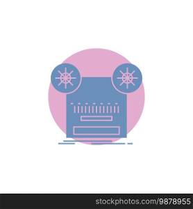 Record, recording, retro, tape, music Glyph Icon.. Vector EPS10 Abstract Template background