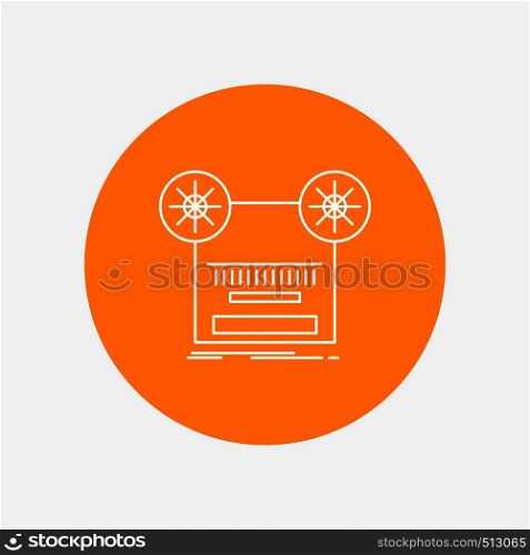 Record, recording, retro, tape, music White Line Icon in Circle background. vector icon illustration. Vector EPS10 Abstract Template background