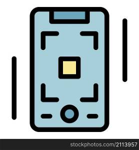 Record screen of smartphone icon. Outline record screen of smartphone vector icon color flat isolated. Record screen of smartphone icon color outline vector