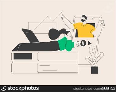 Recorded classes abstract concept vector illustration. Podcast courses, audio video recording class access, online education, elearning, lecture on tablet, training courses abstract metaphor.. Recorded classes abstract concept vector illustration.