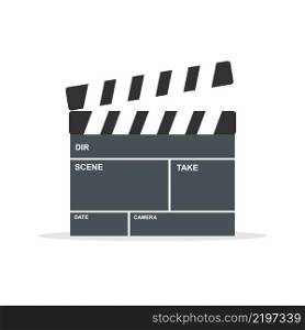 Recording clapper board isolated on white background. Cinema concept. Vector stock