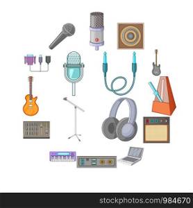 Recording studio icons set. Cartoon illustration of 16 recording studio vector icons for web. Recording studio icons set, cartoon style
