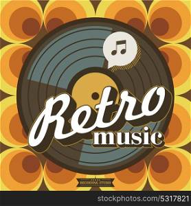 Recording Studio. Retro music. The vinyl record. Vector poster in retro style. Vector emblem.