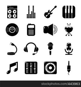 Recording studio symbols icons set. Simple illustration of 16 recording studio symbols vector icons for web. Recording studio symbols icons set, simple style
