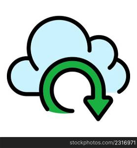 Recovery data cloud icon. Outline recovery data cloud vector icon color flat isolated. Recovery data cloud icon color outline vector