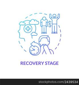 Recovery stage blue gradient concept icon. Traumatic experience overcoming. PTSD treatment abstract idea thin line illustration. Isolated outline drawing. Myriad Pro-Bold font used. Recovery stage blue gradient concept icon