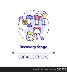 Recovery stage concept icon. Traumatic experience overcoming. PTSD treatment abstract idea thin line illustration. Isolated outline drawing. Editable stroke. Arial, Myriad Pro-Bold fonts used. Recovery stage concept icon