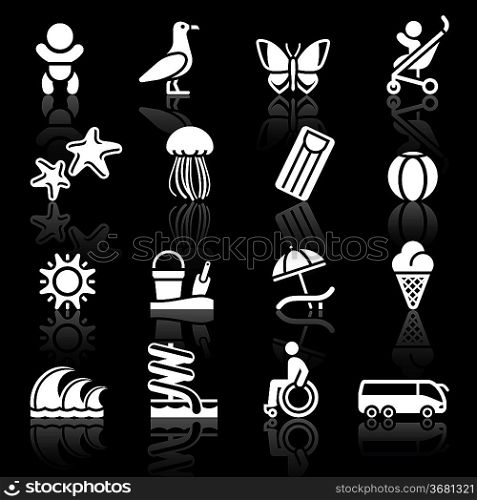 Recreation, Vacation & Travel, icons set