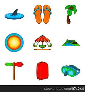 Recreational activity icons set. Cartoon set of 9 recreational activity vector icons for web isolated on white background. Recreational activity icons set, cartoon style