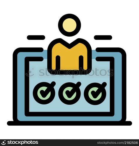 Recruiter check mark icon. Outline recruiter check mark vector icon color flat isolated. Recruiter check mark icon color outline vector