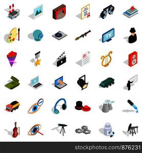 Recruiter icons set. Isometric style of 36 recruiter vector icons for web isolated on white background. Recruiter icons set, isometric style