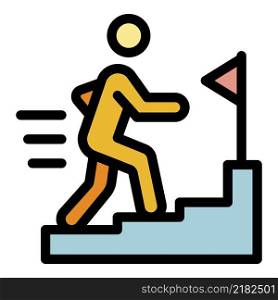 Recruiter stairs work icon. Outline recruiter stairs work vector icon color flat isolated. Recruiter stairs work icon color outline vector